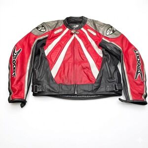 Vintage Joe Rocket Speedmaster Leather Motorcycle Jacket Mens 48 Red Racing